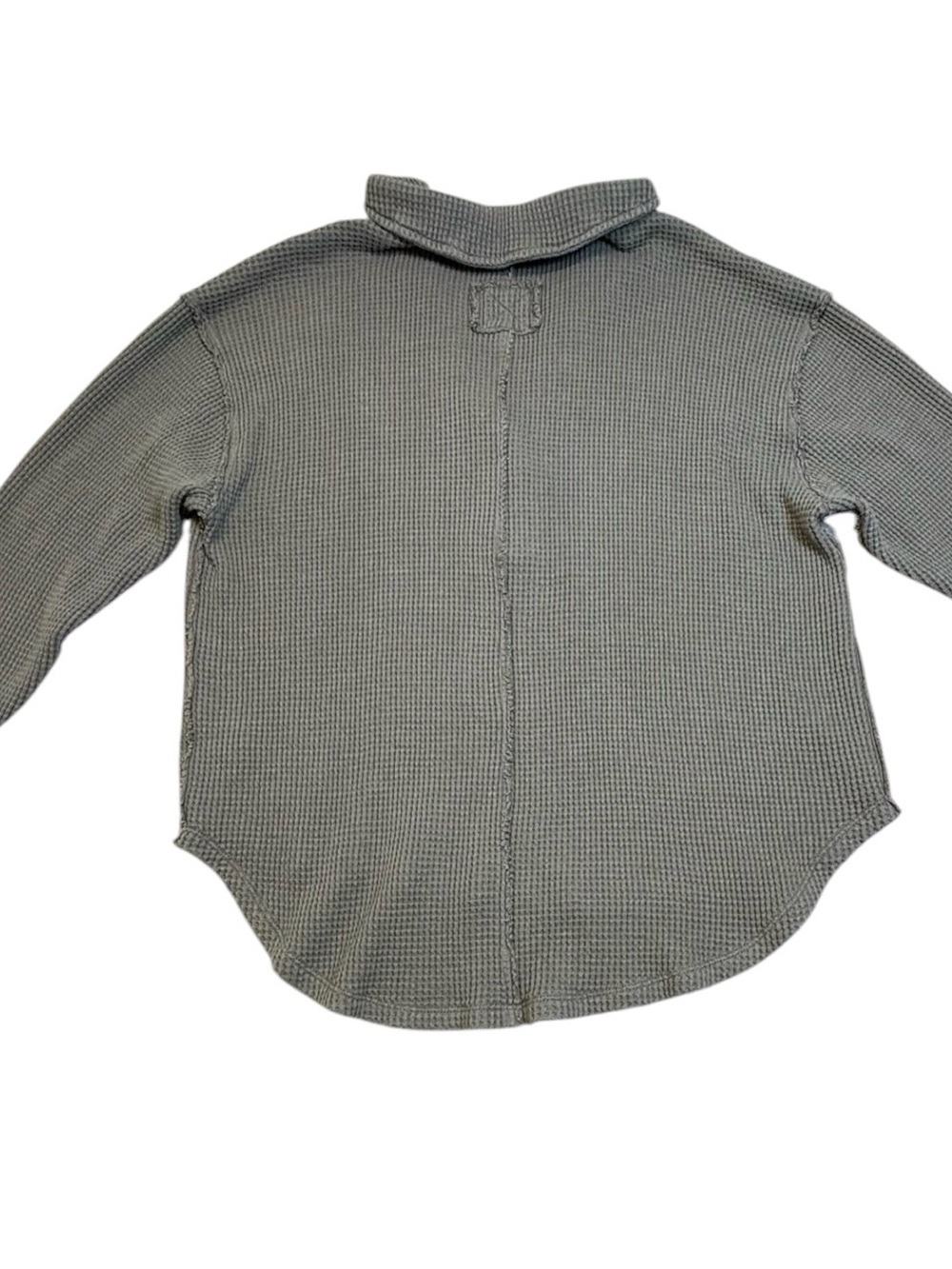 Aerie Lumberjane Waffle Knit Polo Pullover Sweatshirt Olive Green Small - Picture 3 of 9